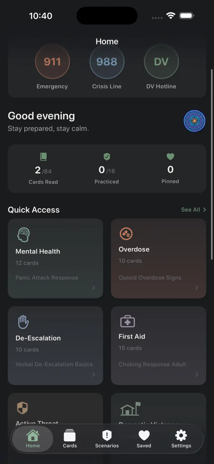 SafeGuard home screen